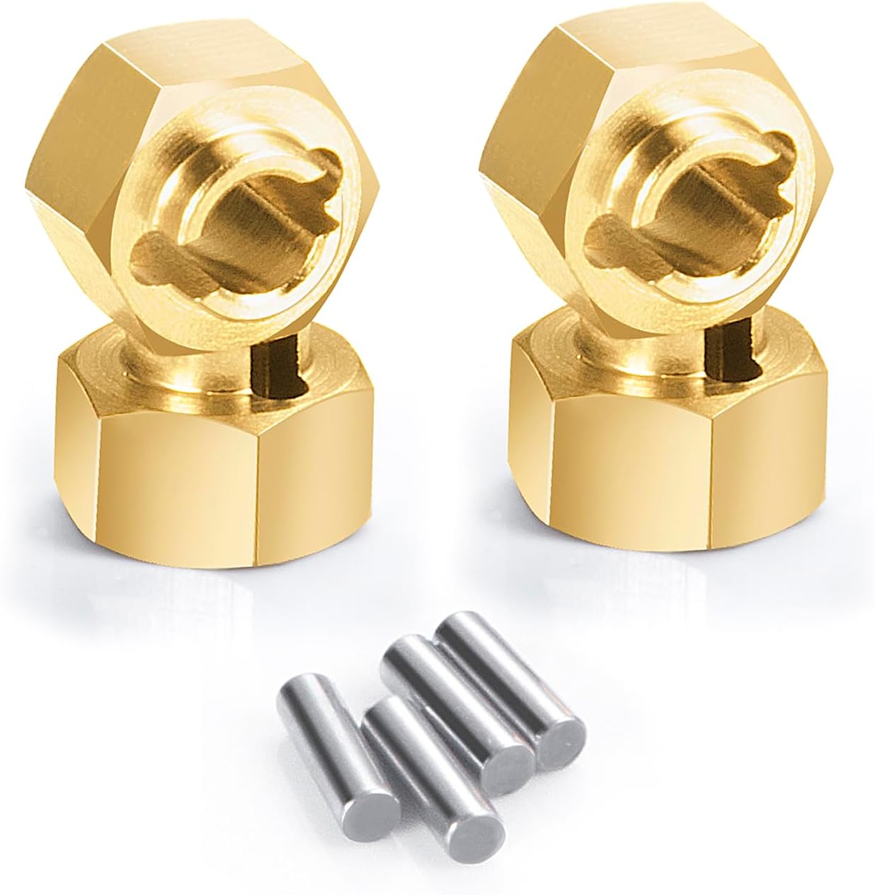 4PCS Brass Counterweight Hex Wheel Hubs Combiner 4mm 4.5mm Upgrade Parts for Axial 1/24 SCX24 90081 RC Crawler Car (4mm)