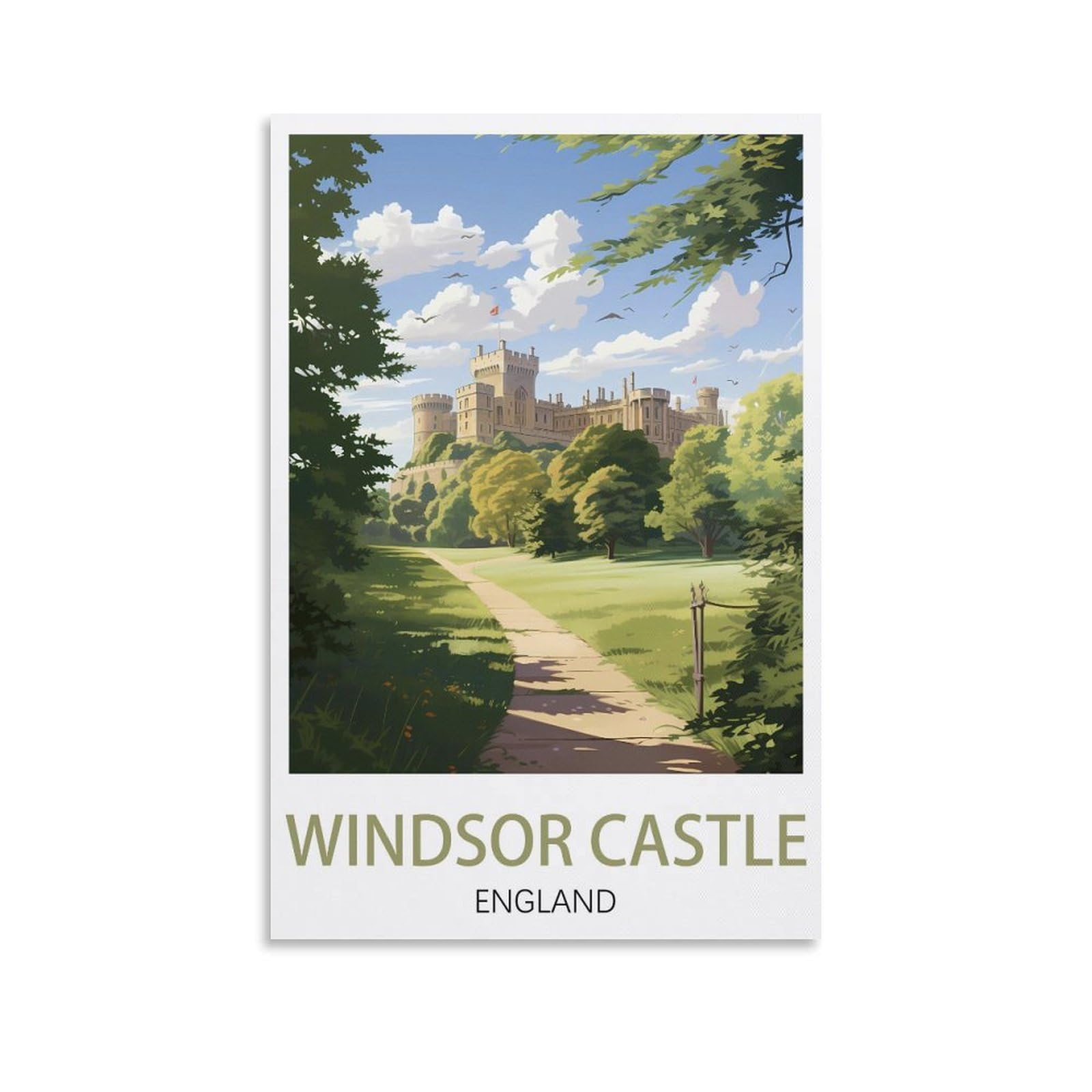LuaNi Windsor Castle England Vintage Travel Poster 08x12inch(20x30cm) Canvas Art Poster And Wall Art Picture Print Modern Family Bedroom Decor Posters