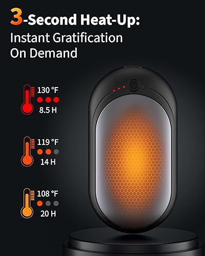 Miniatura 3 de Hand Warmers Rechargeable, KNIFOD 2 Pack 6000mAh Portable Electric Handwarmers, Reusable USB Pocket Heater Great for Raynauds, Hunting, Golf,