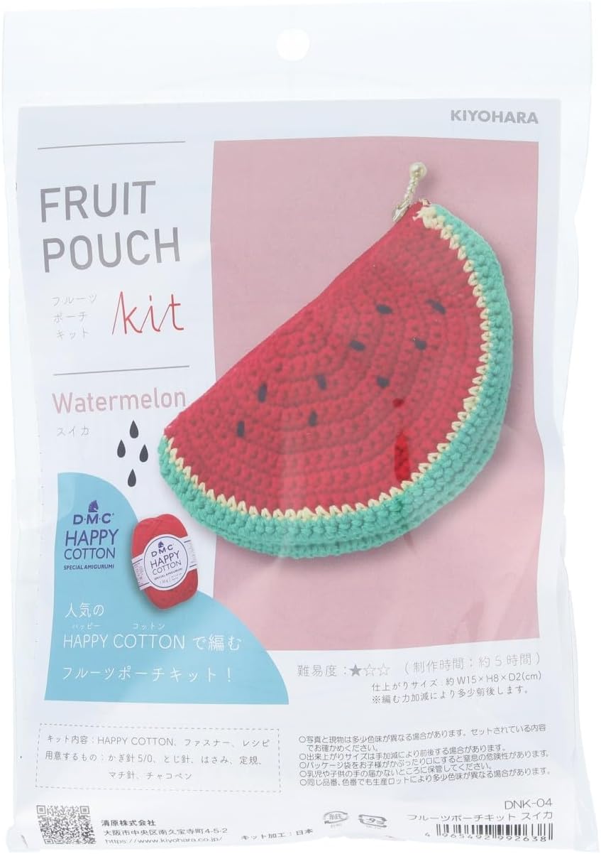 KIYOHARA DNK-04/313-51-001-004 Fruit Pouch Kit, Watermelon, W 5.9 x H 3.1 x D 0.8 inches (15 x 8 x 2 cm)