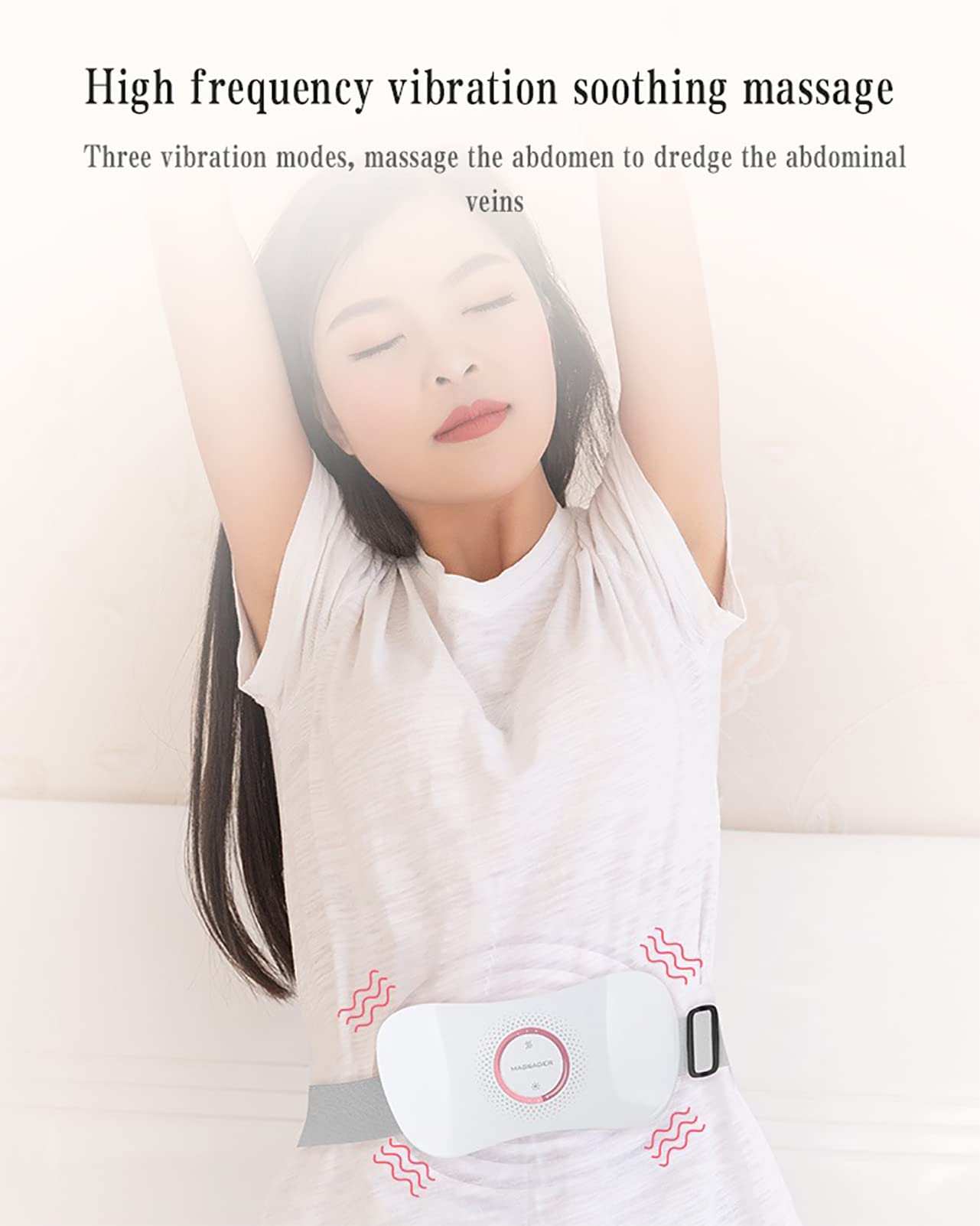 Almohadilla de calefacción menstrual, cinturón de calefacción inalámbrico eléctrico, almohadilla de masaje con calefacción recargable para menstruación/período, dolor de estómago, alivio del dolo