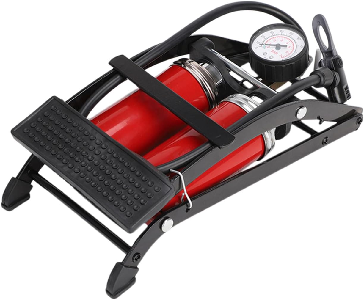 High Pressure Portable Foot Pump Dual Cylinder Bicycle Air Pump Pedal Compact Design for Inflating Bikes Balls and Other Inflatables