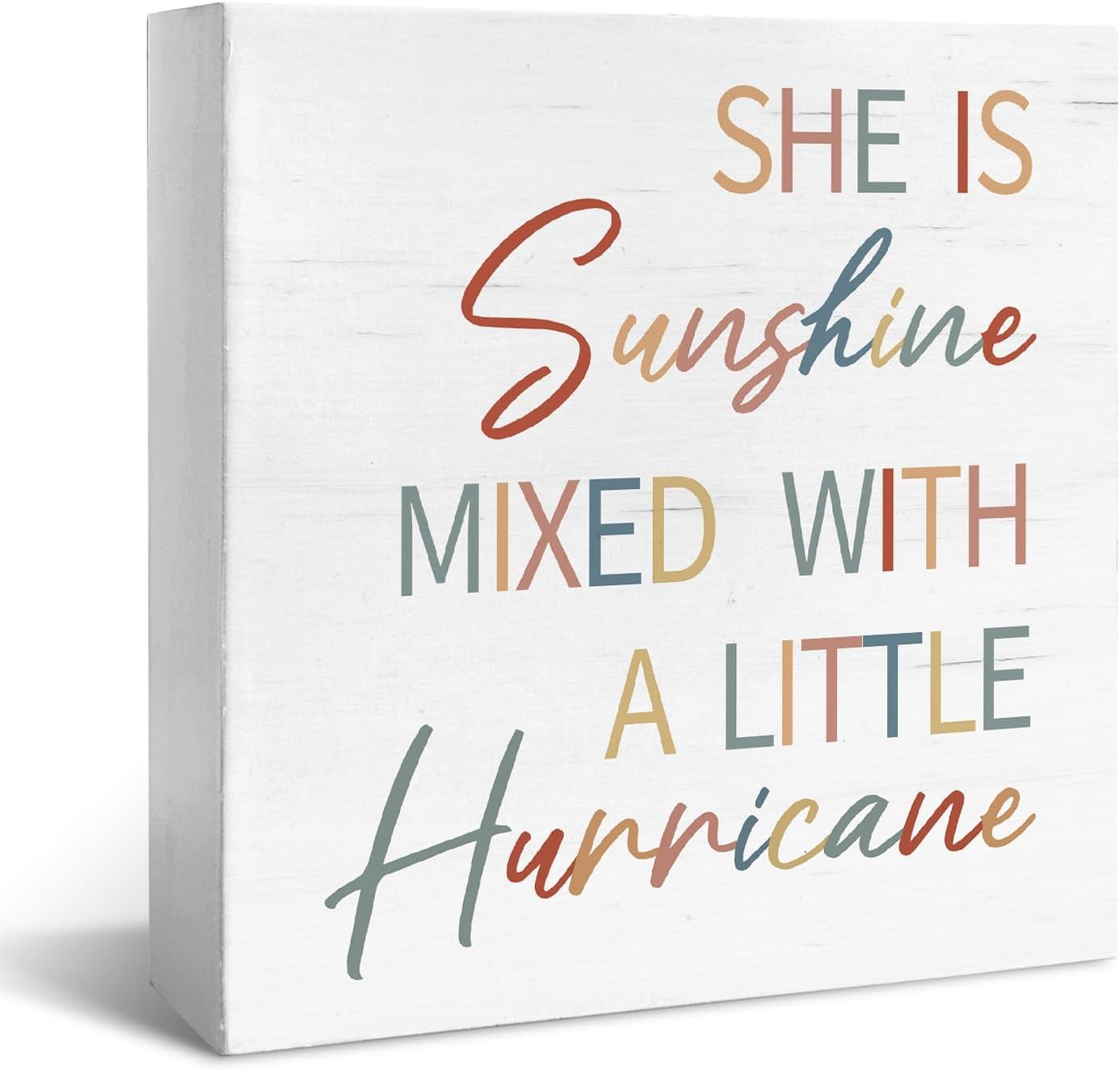 7x7 Inch Wooden Box Sign She Is Sunshine Hurricane Rustic Decor
