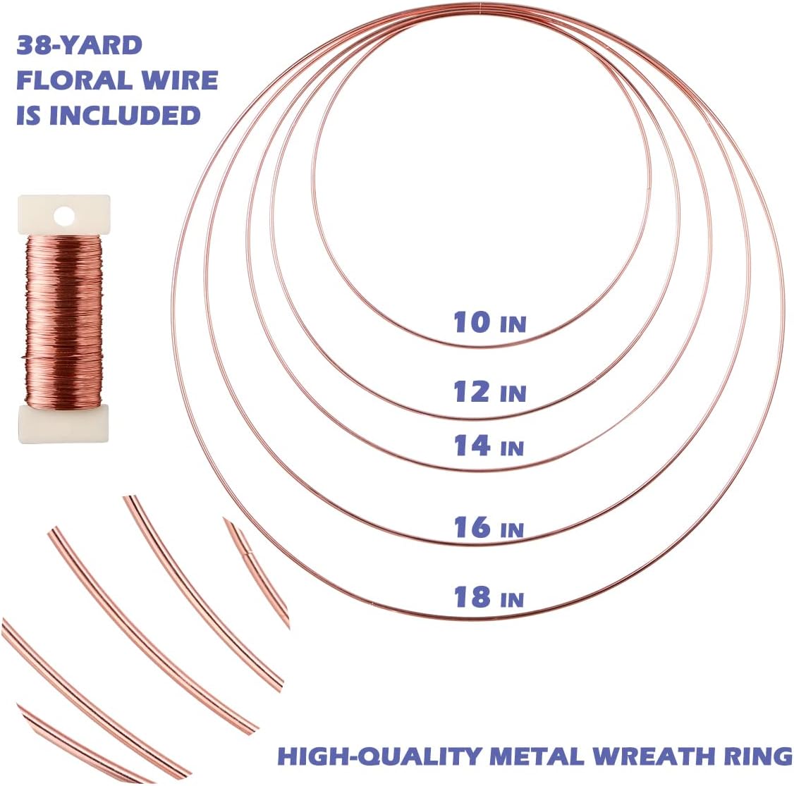 8 Pack Metal Rings for Crafts 18 Inches Macrame Rings Dream Catcher Supplies Floral Hoop Circle Centerpieces for Wedding table Metal Circle Hoops for Crafts DIY Wreath Candle Rings, Rose Gold