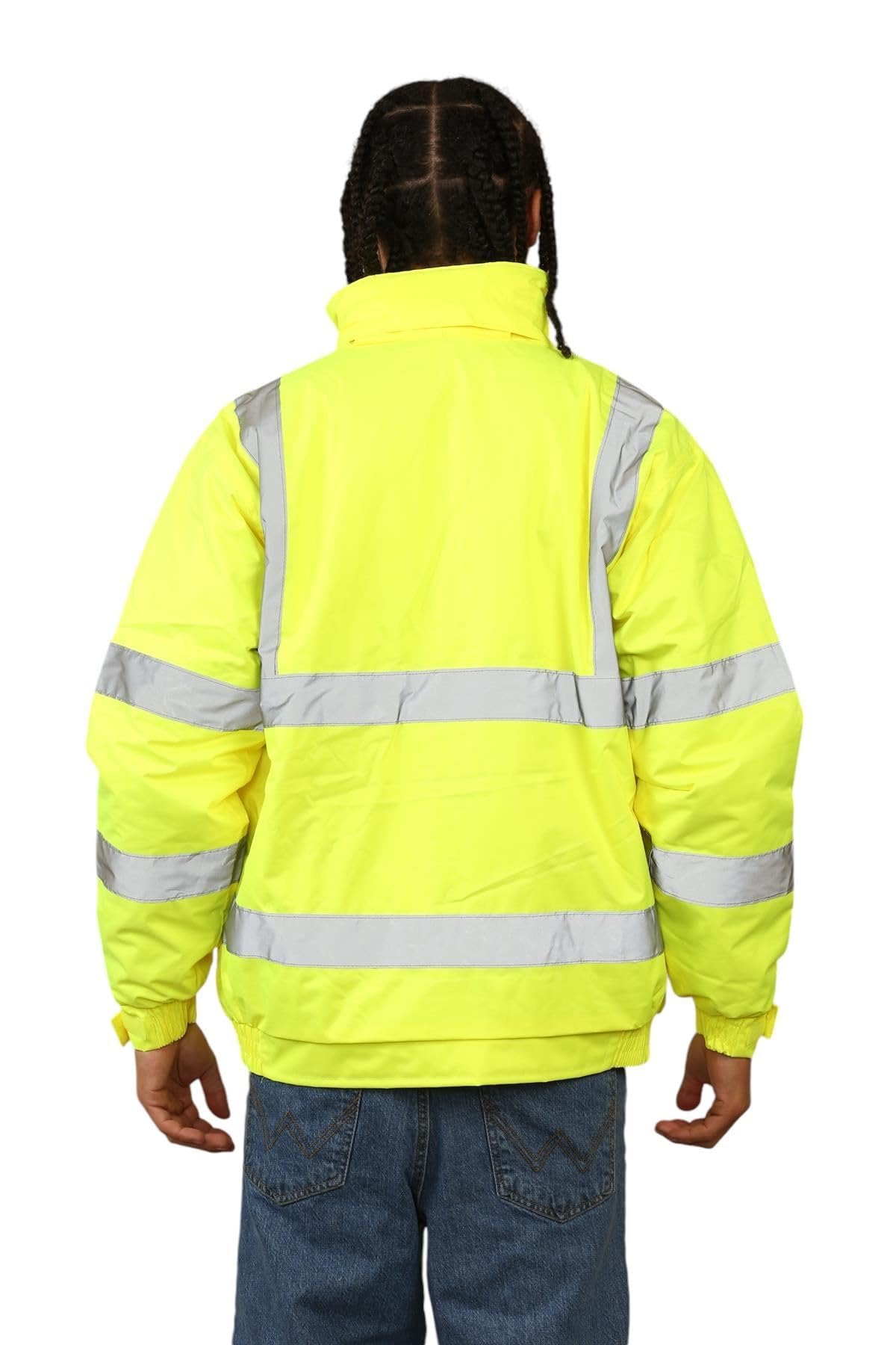 Męska wodoodporna kurtka Hi Vis, dwukolorowa odblaskowa bomberka o wysokiej widoczności, kurtka robocza dla mężczyzn, wyściełana wiatroszczelna kurtka z kapturem, odzież robocza, kurtki