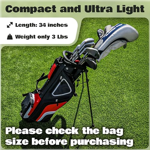 Ultra-Lite Golf Stand Bag - 3 Lbs, 4 Way Divider Portable Golf Club Carry Bag, Water-Repellent Golf Travel Case with Rain Hood, Golf Gifts for Men and Women (Navy Blue) - Thumbnail 5