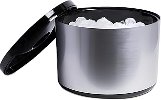 Drinkstuff DS38231 10 Litre Plastic Ice Bucket Brushed Aluminium Effect Ice Cube Bucket, Large Ice Bucket, Party Ice Bucket