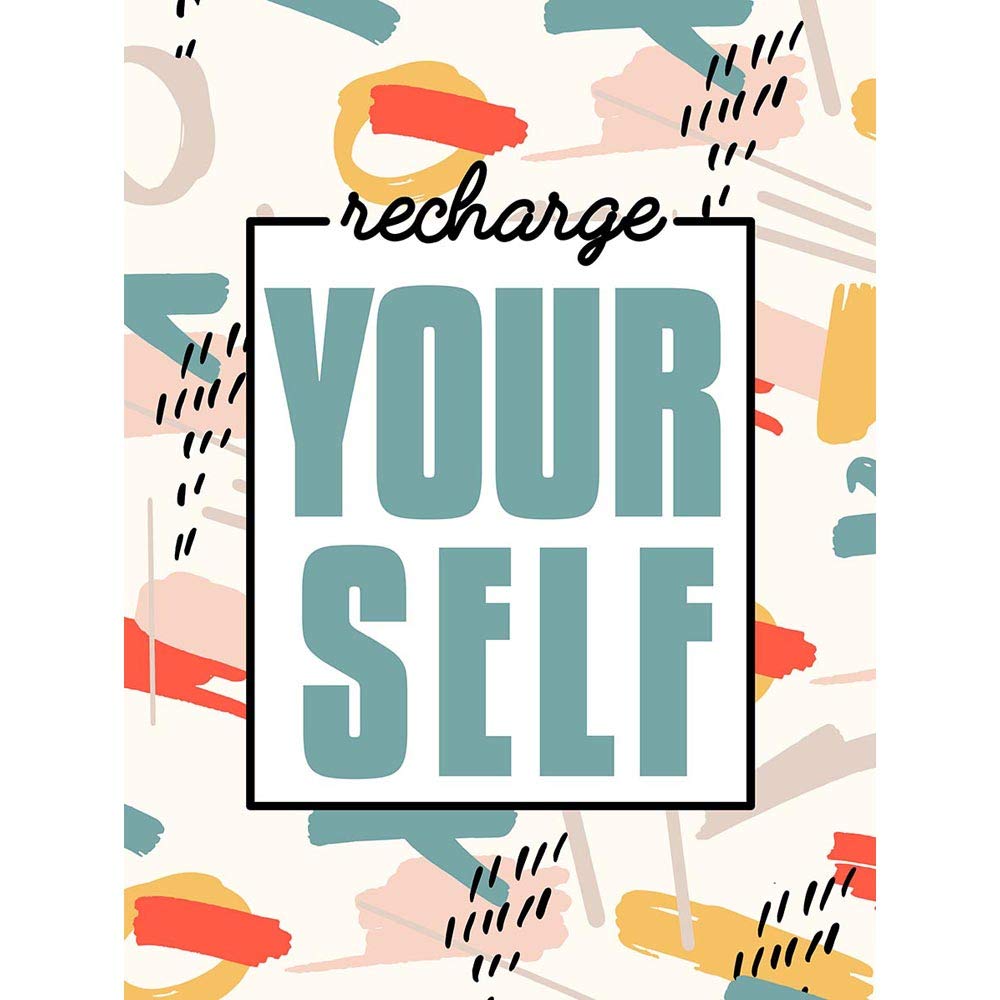 Wee Blue Coo Funky Affirmation Recharge Yourself Unframed Wall Art Print Poster Home Decor Premium