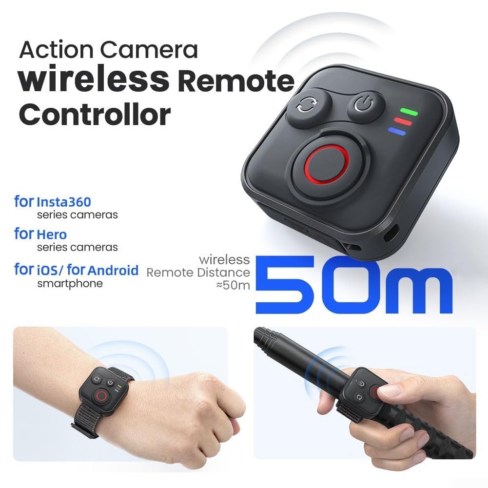 Telecomando GPS per Insta360 X5/X4/X3/One X2/Go 3S/GO 3/Ace Pro 2/Ace Pro/Ace/One RS/One R, raggio di controllo remoto wireless 50 m