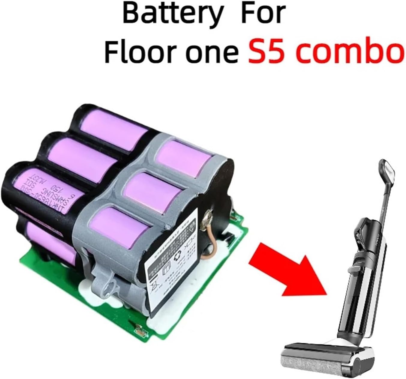 21.6V 3000mAh Replacement Battery. Compatible for Tineco Floor One S5 Combo Wireless Scrubber Parts Cordless Vacuum Cleaner Accessories CL2312-6SIP-01A
