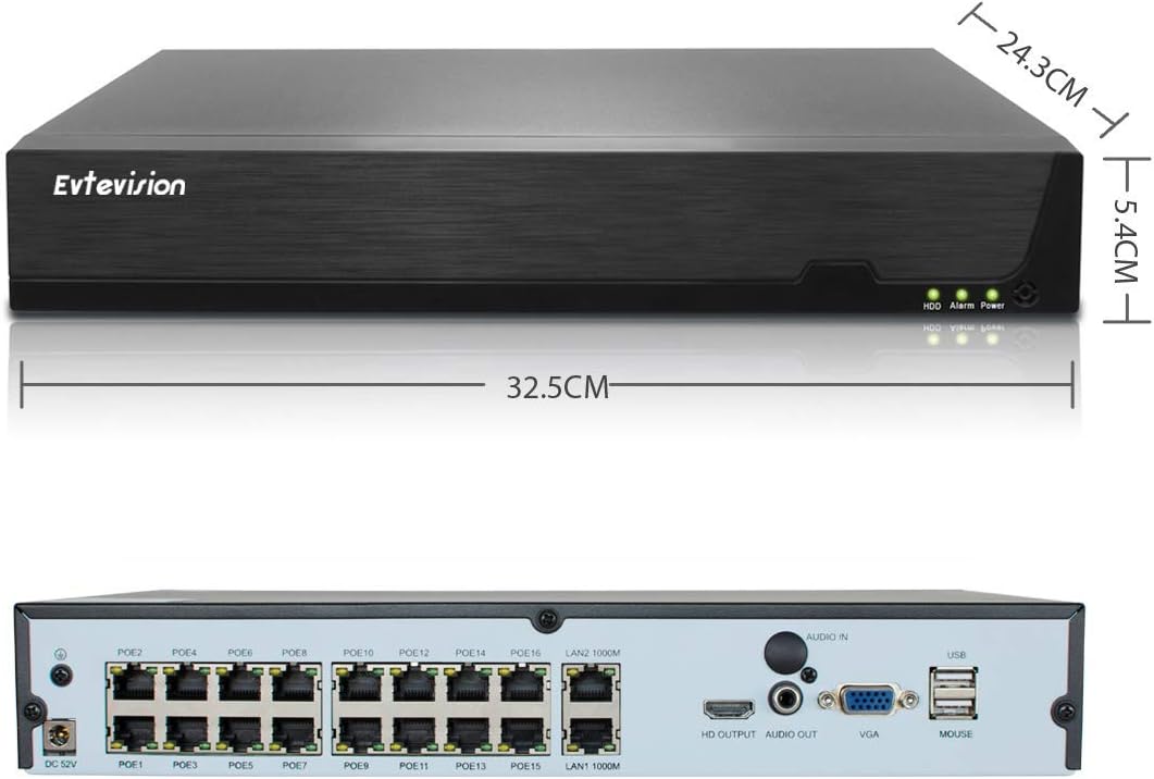 Get Popular Offer Evtevision 16 Channel 5MP PoE NVR 16CH CCTV Network Video Recorder,Support Easy Remote View from Smartphone,HDMI/VGA Output(Hard Disk is NOT Included)