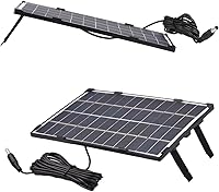 Vista 3 de Irishom Panel solar de 6 W 12 V para cámara de seguridad al aire libre Célula solar con salida de CC de 10 pies Panel solar impermeable para luz