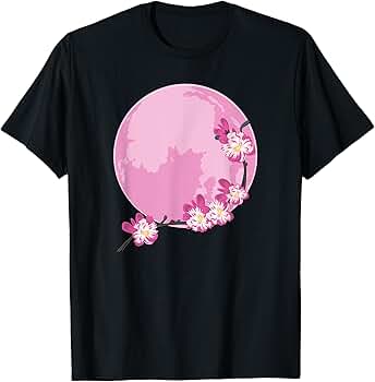 トップス tree & moon Embroidery Shirt - Sakura Amazon.com: Pink Moon Sakura Flowers Japanese Cherry Blossom