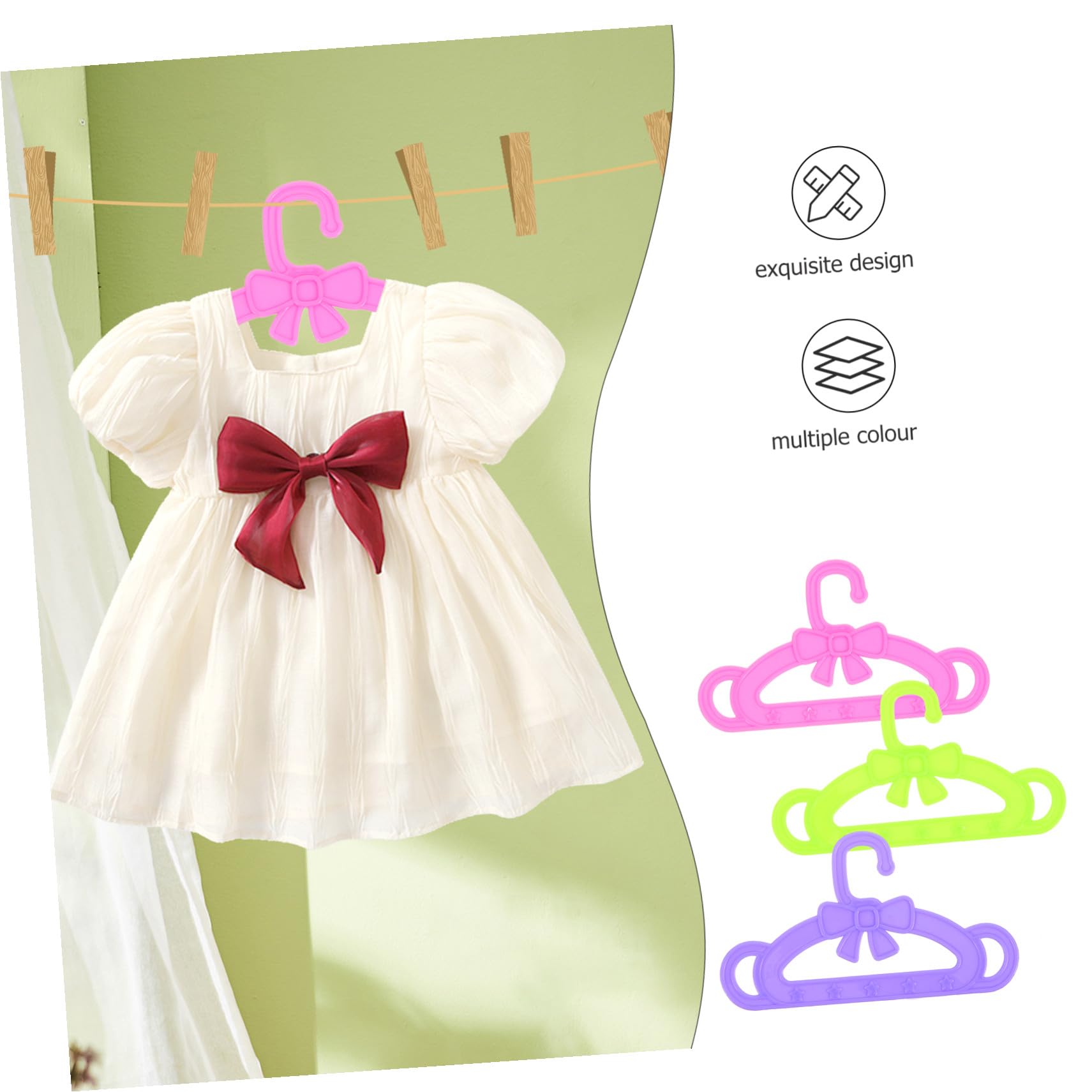 Perchas para Ropa de Muñecas 15 Piezas de Plástico para Niñas | Accesorios para Muñecas, 18 Pulgadas, Surtido Rosa Verde y Morado, para Navidad y Año