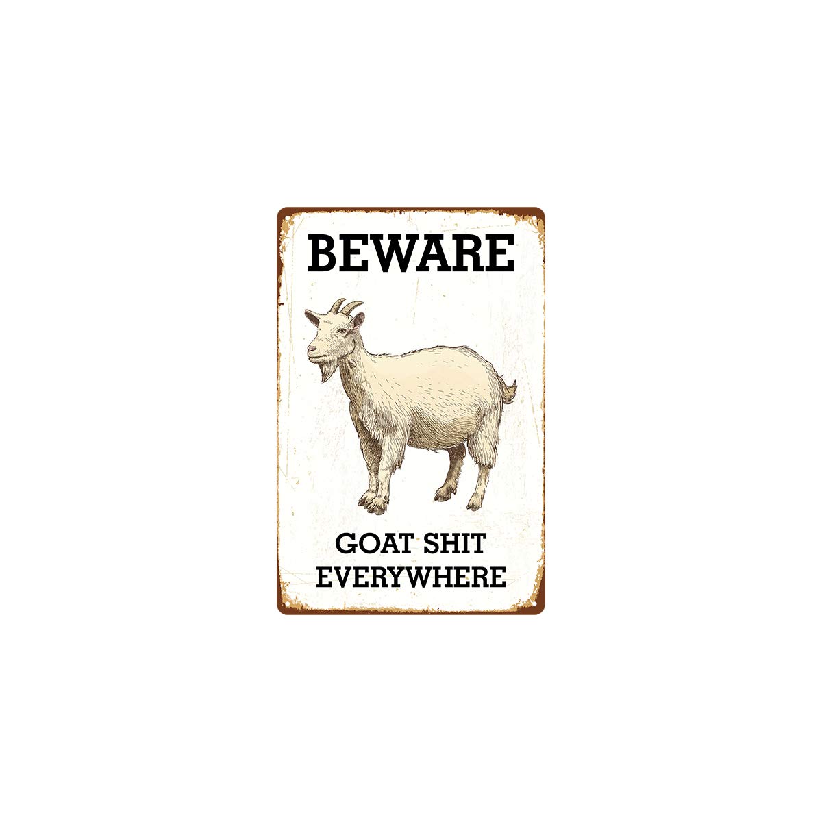 peiyeety Metal Tin Signs Beware of The Goat ! Decoration Bar Bistro Home Old Vintage Posters Retro 8x12 Inch