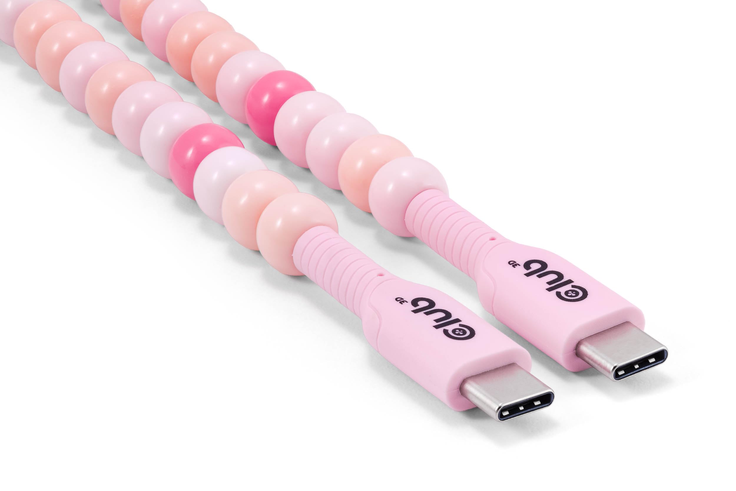 Club3D 2m Pink Beaded USB Type-C to USB Type-C Cable