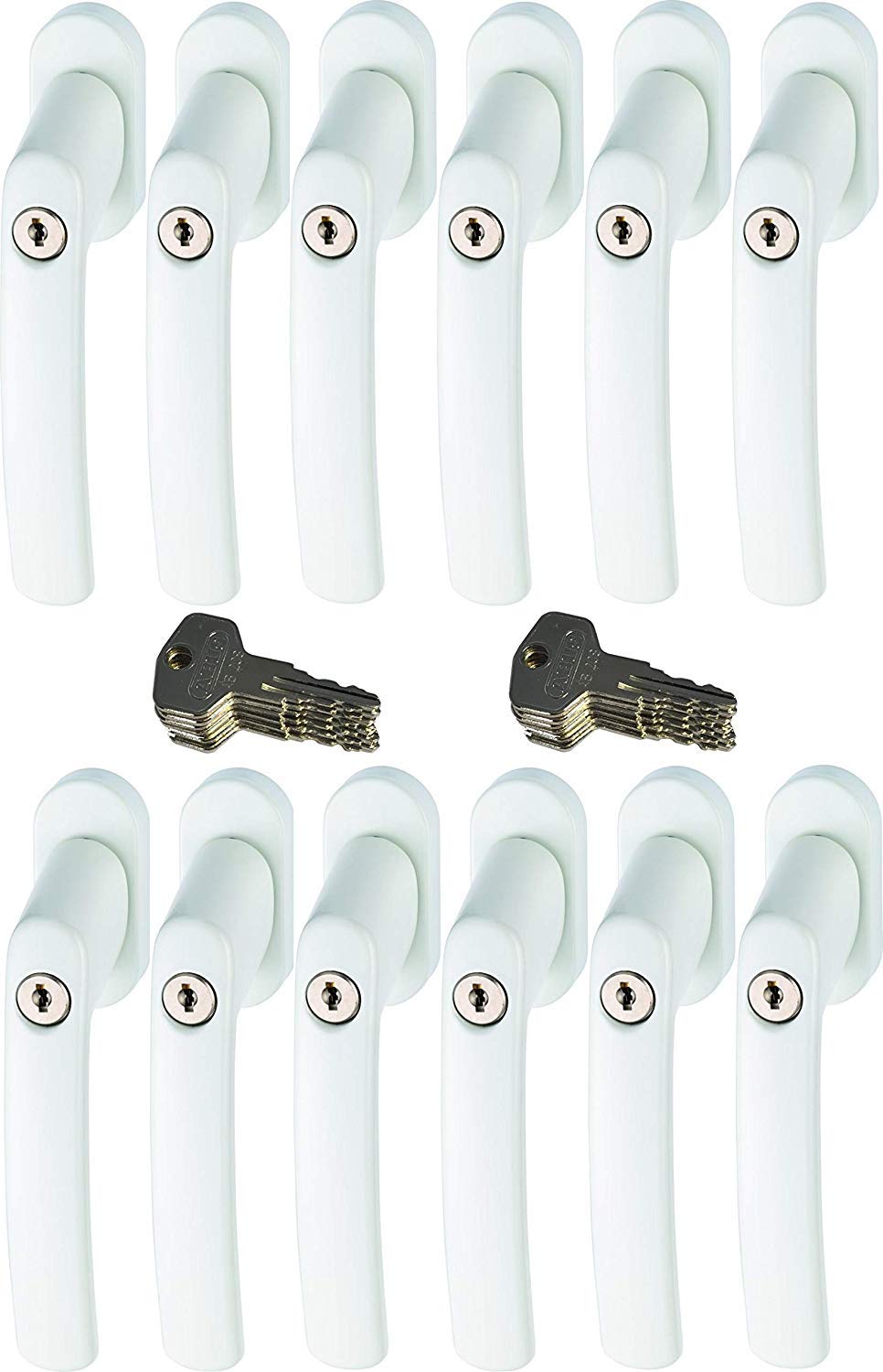 ABUS FG200 W SB abschließbarer Fenstergriff, weiß im Set 12 Stück