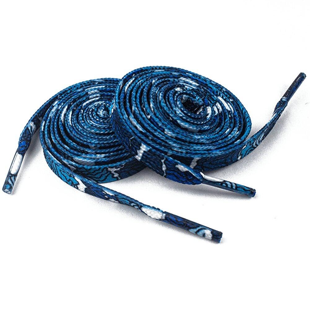 Danlai Unisex Blue 120Cm Sea Wave Adventure Shoe Laces Printing Flat Shoelace Shoestrings Replacement Trend Suitable For Board Shoes