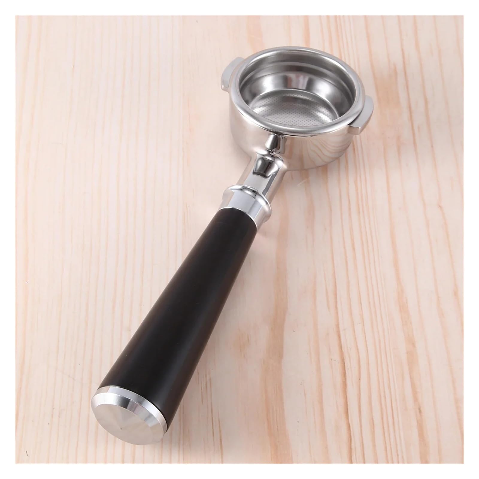 Portafiltro for máquina de café de doble oreja de 58mm, portafiltro sin fondo E61 con mango de madera estilo E