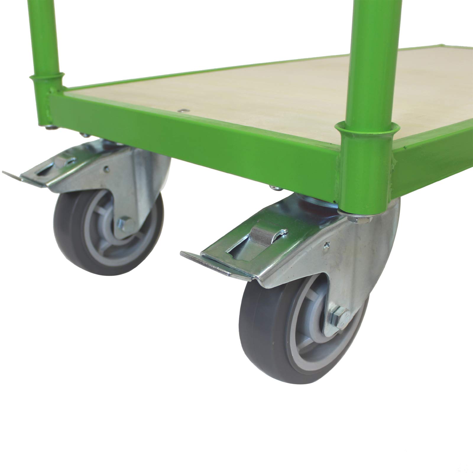 TRUTZHOLM Plattformwagen mit Feststellbremsen | 500 kg | 100 x 52 x 95 cm | Transportwagen Griff abnehmbar | Handwagen Magazinwagen Wagen