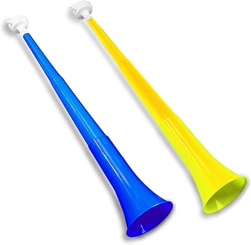 2PCSCollapsible Stadium Horn 24 Inch Vuvuzela Plastic Trumpet Horn Blow Horn Noisemakers Loud Sound Soccer Horn Cheer Horn for Sporting Events Graduation Games School Party Supplies Favors Accessories