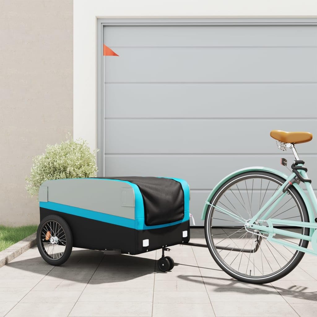 Generico Rimorchio da Bici Nero e Blu 45 kg in Ferro,Articoli Sportivi,Ricreazione all'aperto,Ciclismo,Accessori per Biciclette,Rimorchi per bicicletta-94065