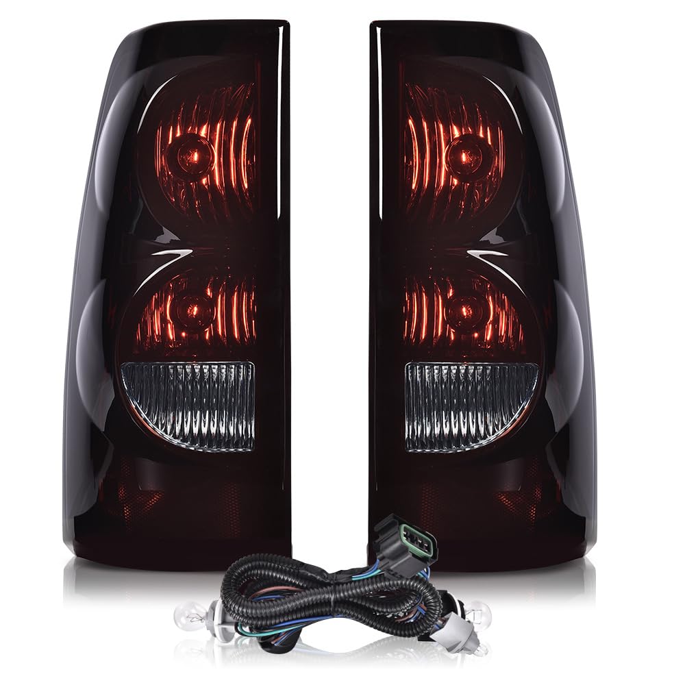 G-PLUS Rear Tail Lights Assembly w/Wiring Harness Replacement Compatible with 2003-2006 Chevy Silverado 1500 2500 3500 Luces Traseras Rear Brake Lamps