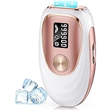 Laser Hair Removal Device, at-Home IPL Hair Removal for Women &amp; Men - Safe 45&deg;F Ice-Cooling Contact for Painless &amp; Long-Lasting Results, 86% Hair Reduction in 3 Weeks for Full Body, Gold/White