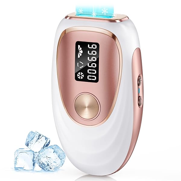 Oreeth IPL Laser Hair Removal Device for Women & Men - Home 45F Ice-Cooling Contact for Painless & Long-Lasting Results, 86% Hair Reduction in 3 Weeks for Full Body & Bikini Line, Rose Gold
