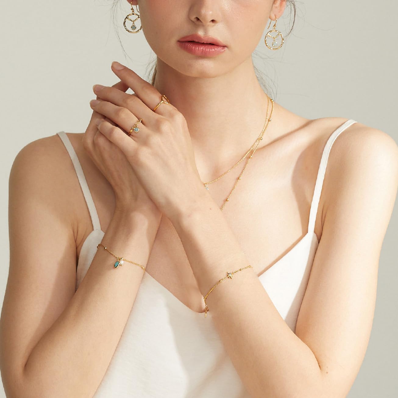 14K Gold Plated Dainty Layered Anchor Chain Bracelet for Women – Adjustable Minimalist Pendant Jewelry, Trendy Fashion Gift | Star & Anchor Bracelet (Star) - Image 5