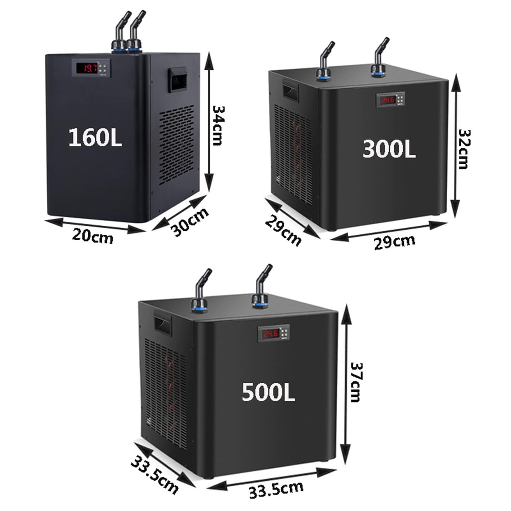 Refroidisseur d'eau D'aquarium 160l/300l/500l Refroidisseur De Réservoir Marin Machine De Refroidissement d'eau Aquarium Adapté pour Aquarium d'eau Douce Et Salée,500L