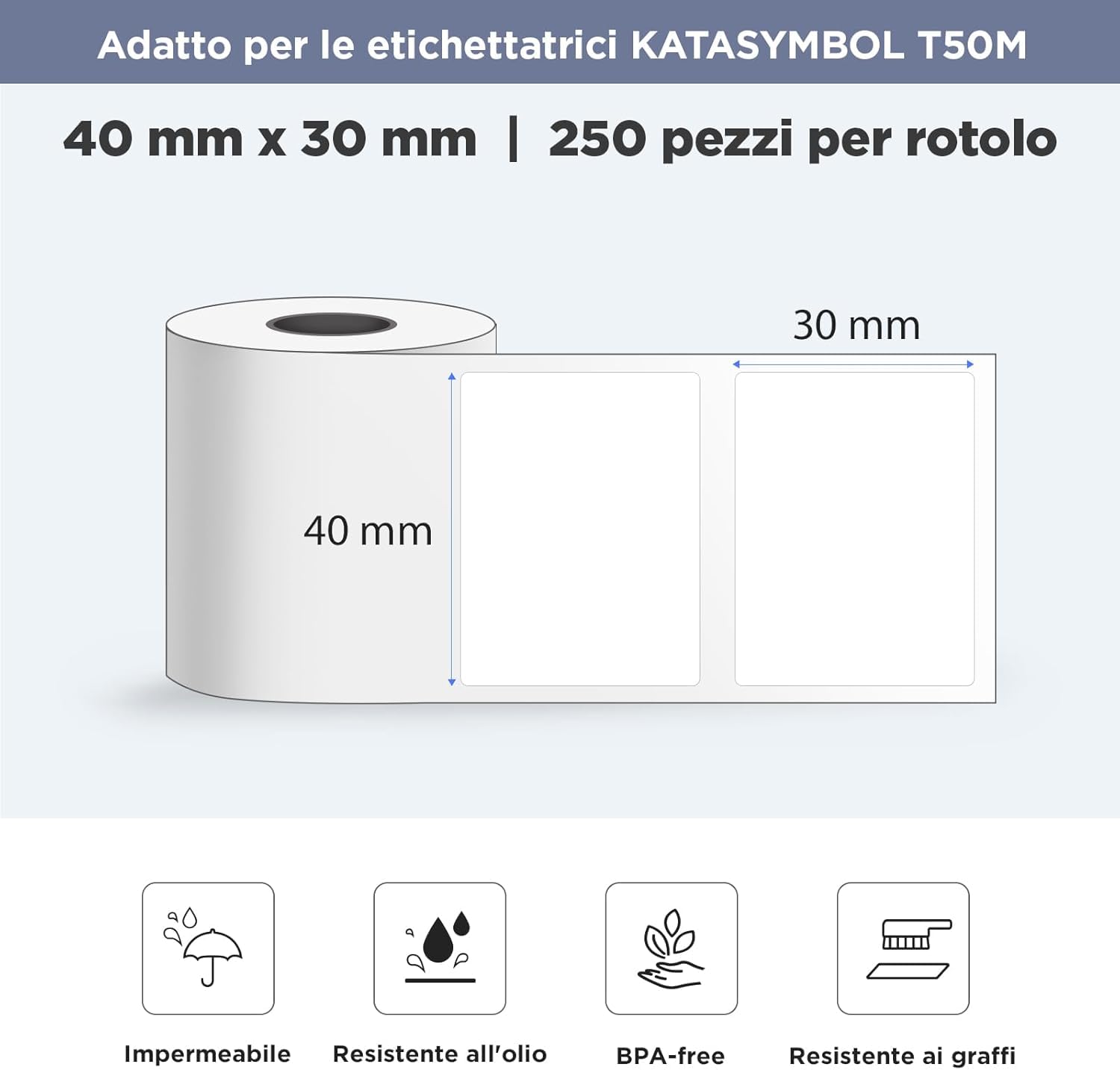 SUPVAN T50M Etichette Serie 20 Faglie 40x30 mm Originali - Dettaglio