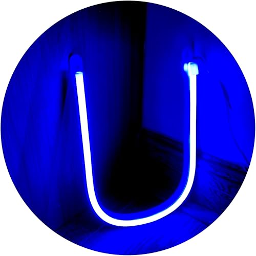 Miniatura 10 de Luces de letras LED de neón, gran tienda de campaña azul luces de letras con batería o luces luminosas alimentadas por USB, decoración de pared,
