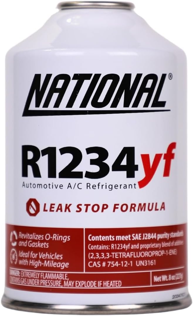 R1234yf (1) Replacement Compatible Automotive ac REFRIGERENT 8 oz + Leak Stop Formula-Can has self Sealed Valve for Easy use-Made in the USA. Freon Packaging May Vary