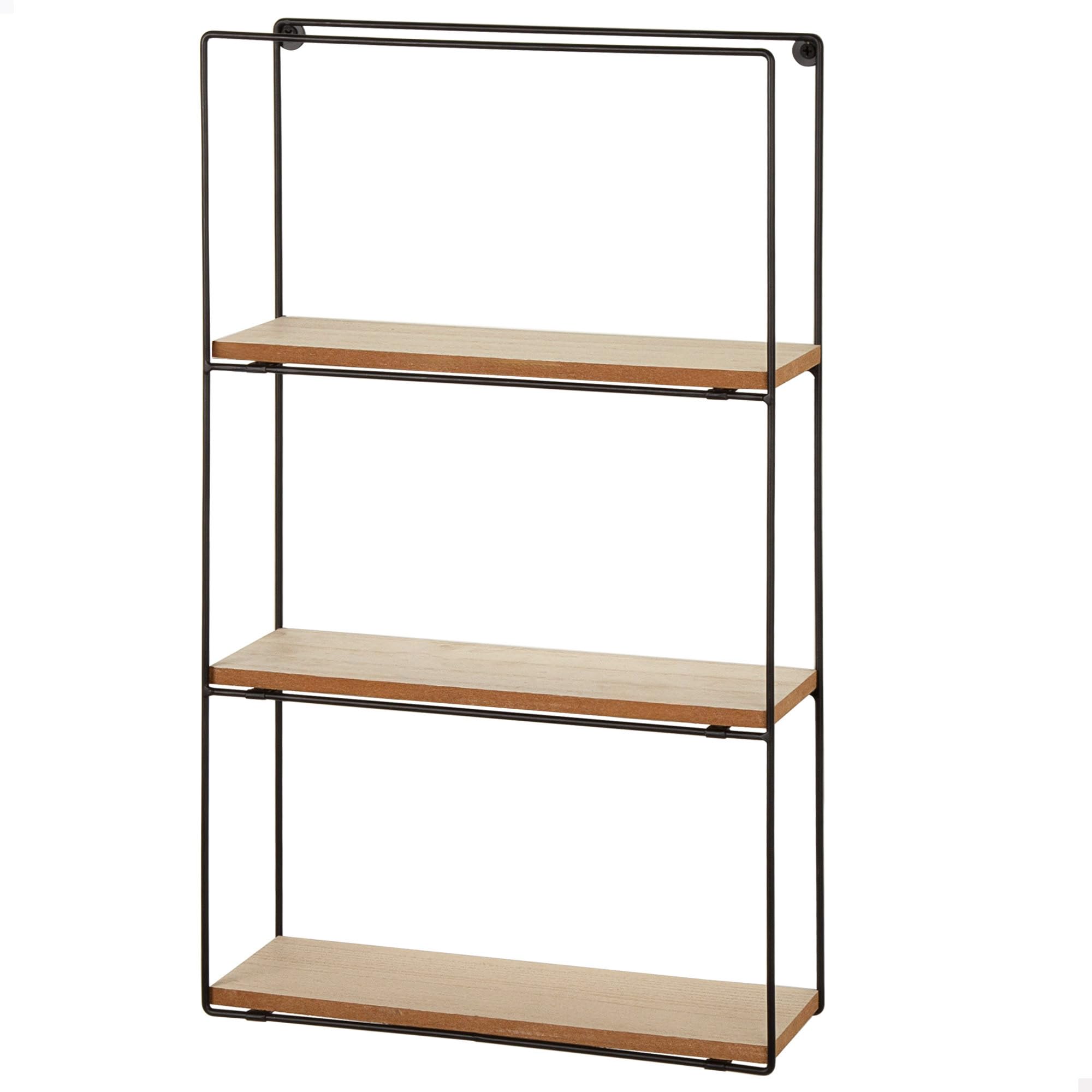 AKTIVE MAX Home Wall Shelf, 30 x 10 x 50 cm, Maximum Weight Supported 6 kg, 3 Shelves, with Metal Frame, Rectangular, Modern Design for Hanging, Living Room, Bedroom Decoration (18474)