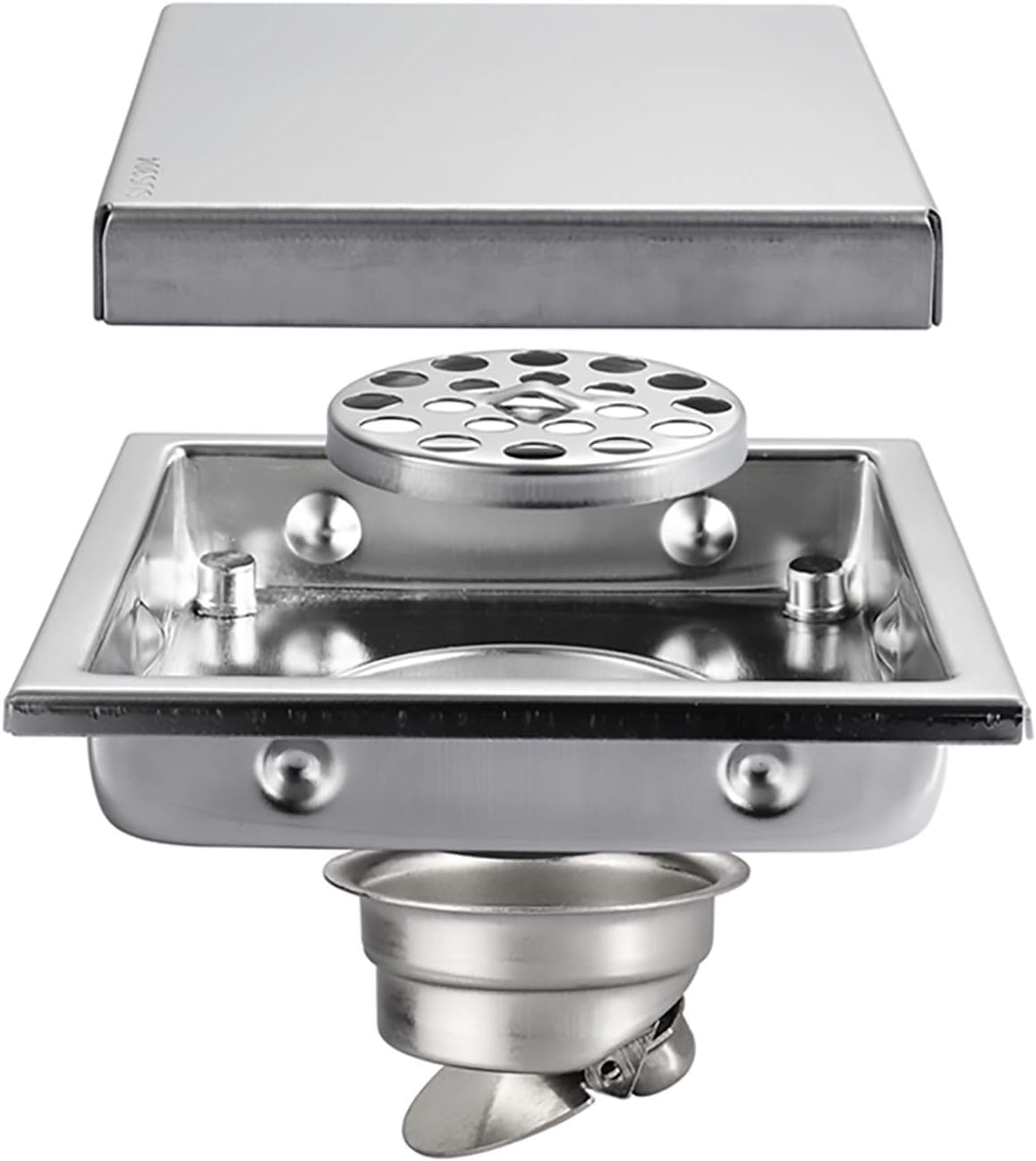 floor drain， 304 Stainless Steel Deodorizer Floor Drain Invisible Square Large with Deodorant Core,150MM×150MM