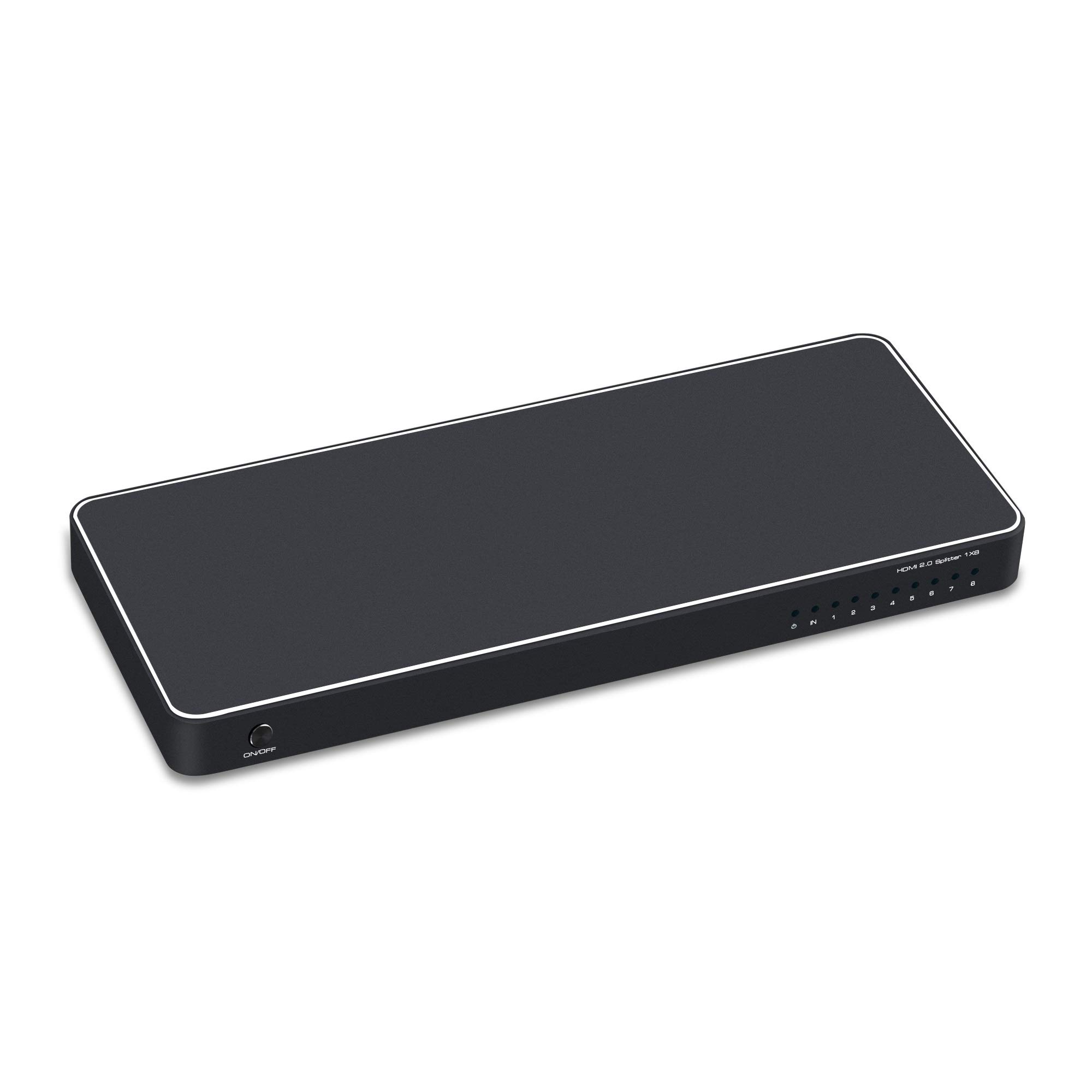 KanaaN Splitter HDMI 2.0 Splitter 1x8 | obsługuje 4 K 3D HDMI 2.0 HDCP 2.2 | Kompatybilny z odtwarzaczami DVD lub Blu-ray, Xbox, Playstation, PC itp.