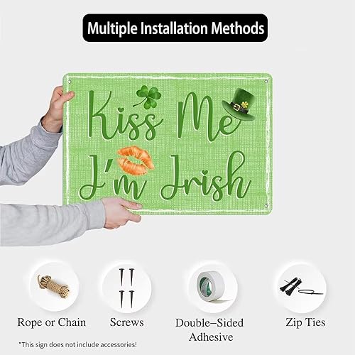 Vista 21 de Letrero de metal de hojalata irlandesa de bendición irlandesa, Día de San Patricio, inspirador, decoración artística de pared, placa rústica