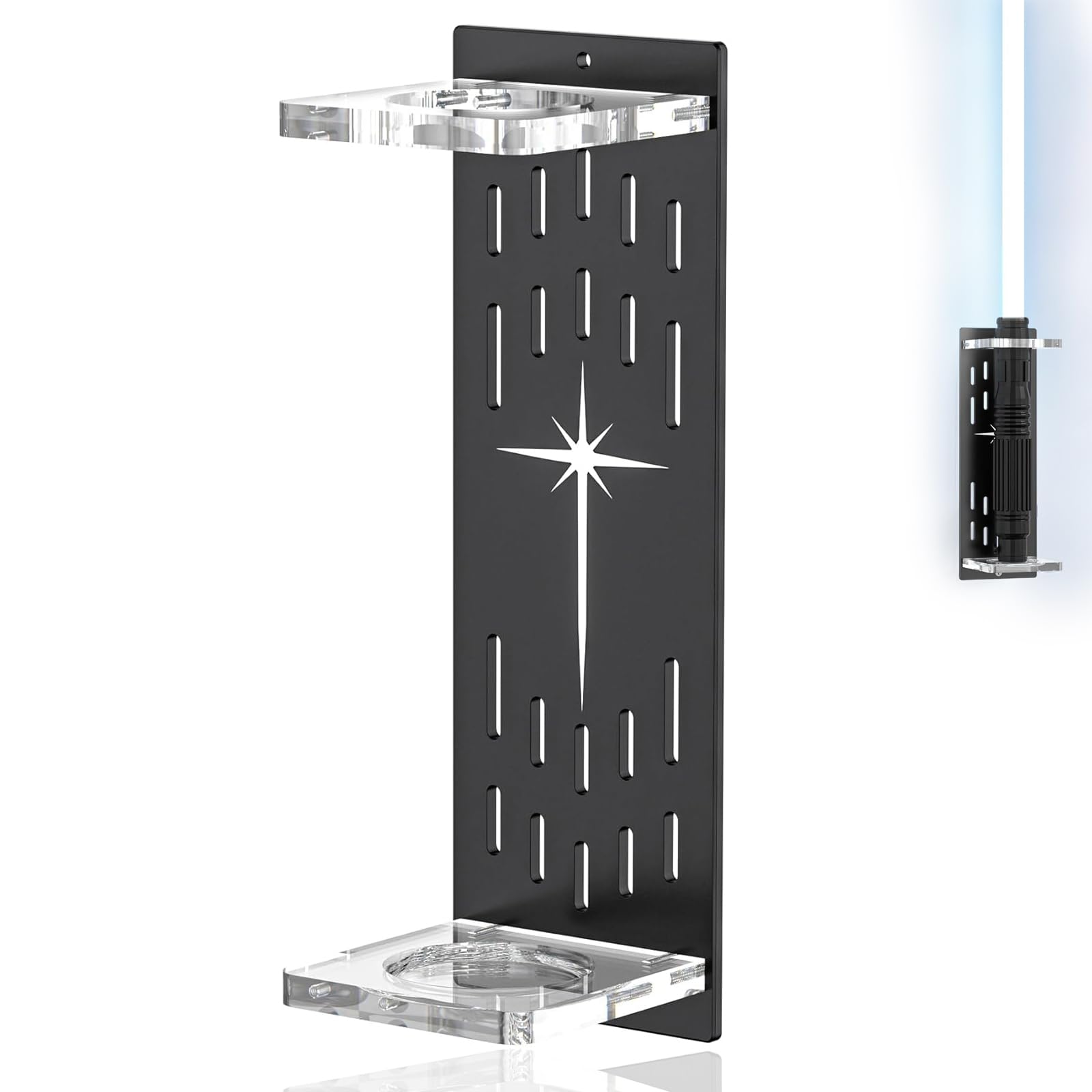 Czmtbo Black And Clear Lightsaber Wall Mount Holder, Acrylic Light Saber Display Rack Vertical Wall Mounted Sword Racks For Displaying Lightsaber And Other Blades