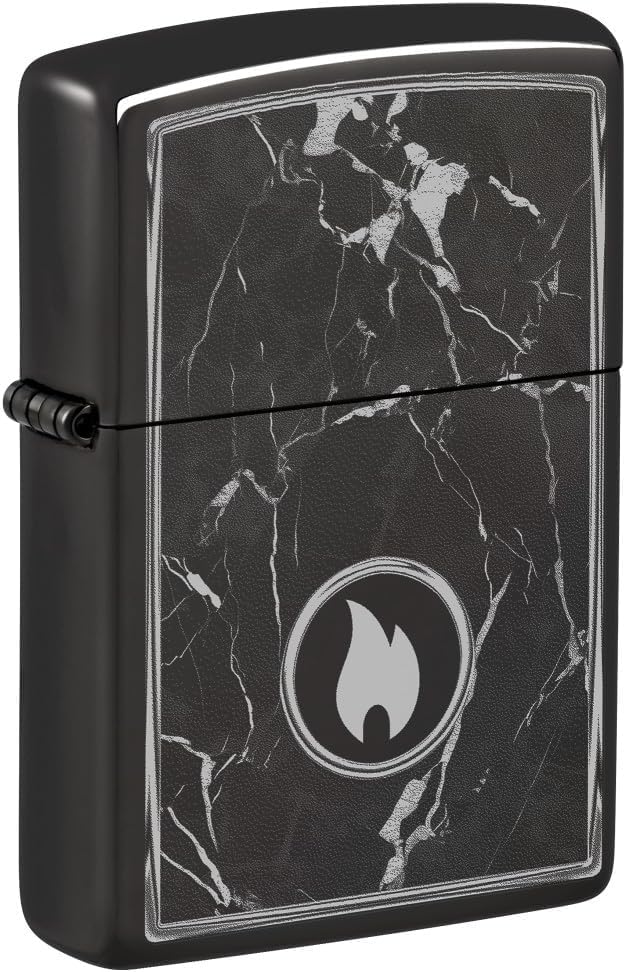 Encendedor Zippo personalizado con diseño de llama mármol miniatura 1