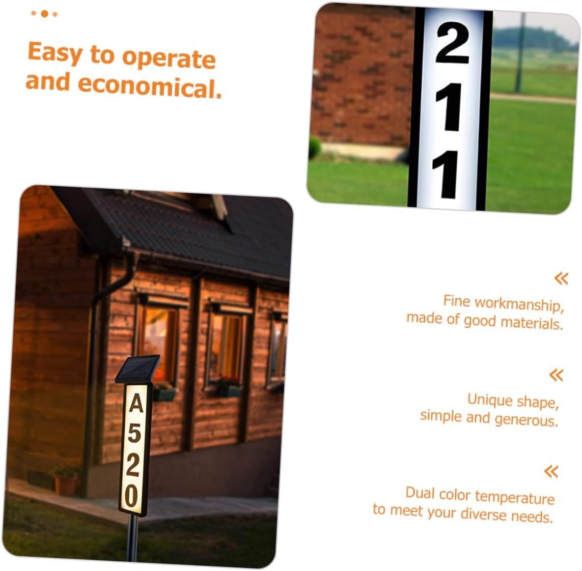 1set Solar Address Light for Outdoor Use Dual Temperature House Number Sign Illuminated Garden Decoration Easy to Install Solar Powered