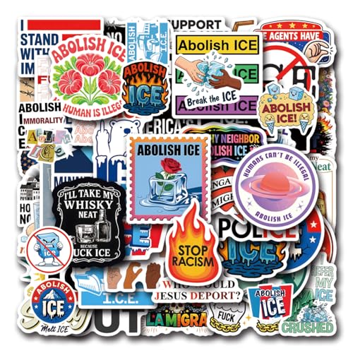 115pcs Anti Ice Stickers Abolish ICE Decals Stickers for Adults Cute Waterproof Stickers for Laptops Trackpads Skateboards Luggage Water Bottles Cars Bumpers Party Supplies