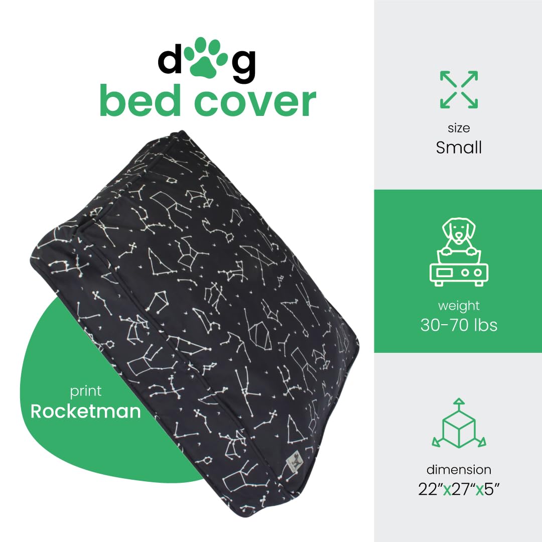 Molly Mutt Copriletto per cani di piccola taglia, stampa Rocketman, misure 55,8 x 68,7 x 12,7 cm, 100% cotone, resistente, traspirante, sostenibile, lavabile in lavatrice