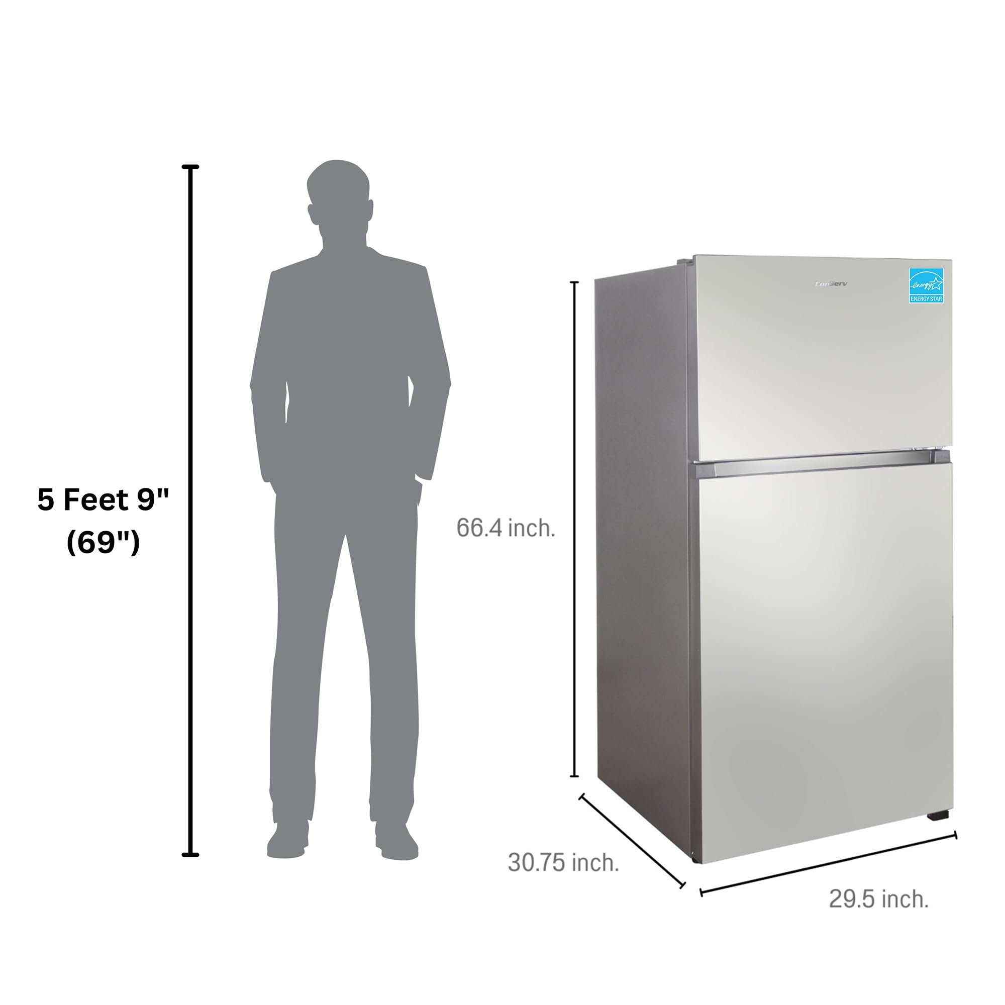 Conserv 30in Apartment Refrigerator 18cf Top Freezer Installed Ice Maker E-Star 110v on Fridge.com - View 4