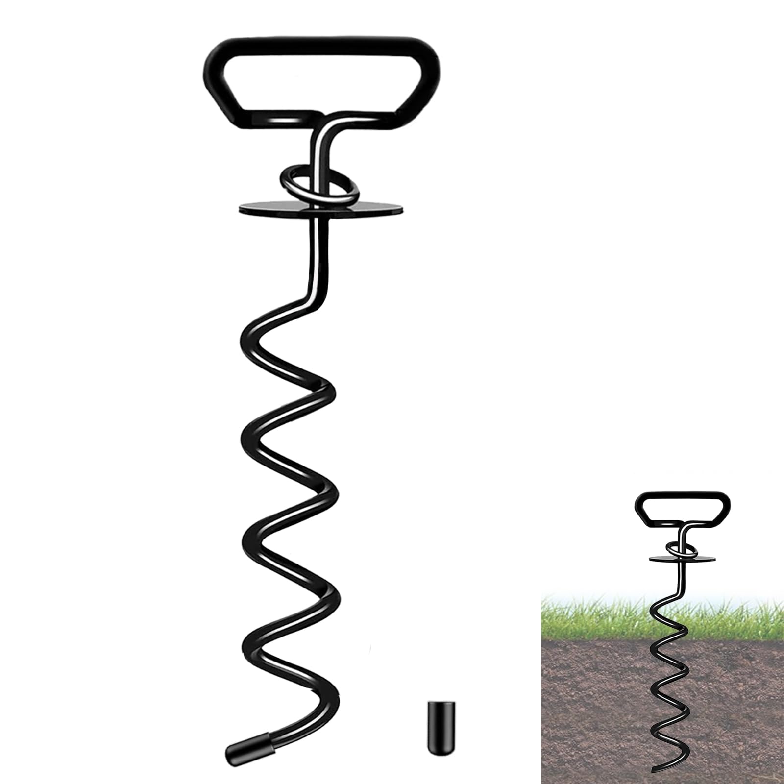 Ancoraggio a Terra per Cani, Picchetto a Vite con Testa a Spirale, Senza Grovigli, Robusto Palo per Cani per Giardino, Prato, all'aperto