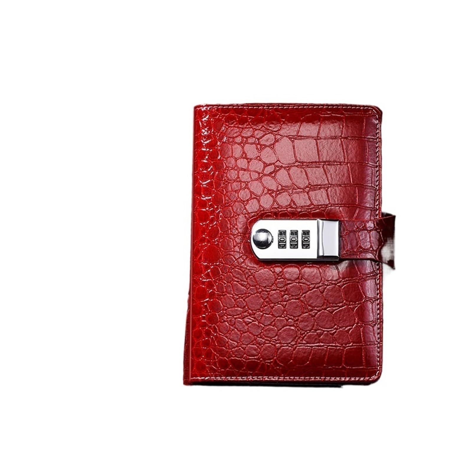 LYHYDMA Notebook A6 A5 Binder Notebook Vintage Luxury Crocodile Textured Leather Diary Password Notes Book with Lock Office Agenda Man Gift For study, work(A6 Red)