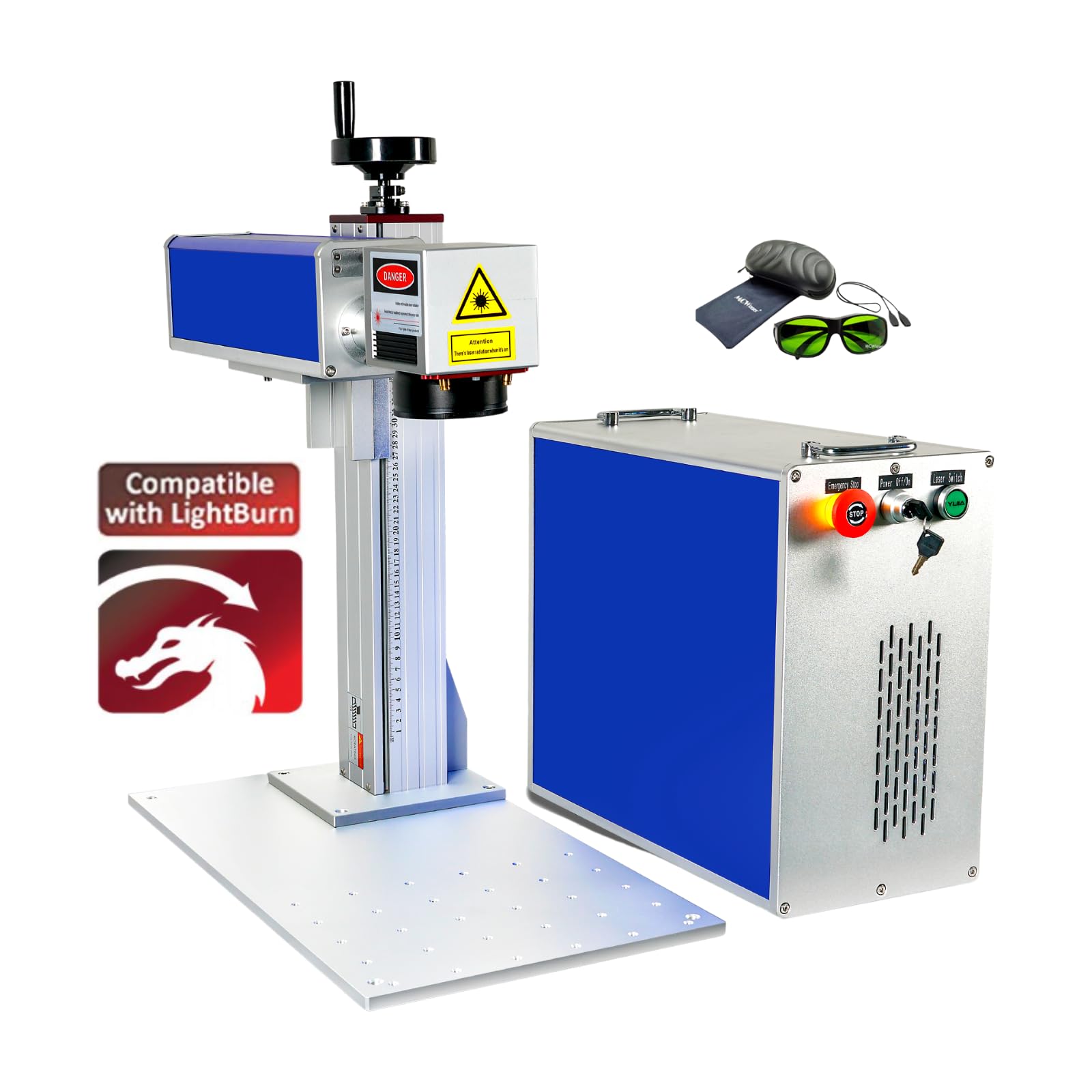 MCWlaser Máquina de grabado Raycus de fibra láser, 30 W, para máquina de marcado láser de metal, área de marcado 175 x 175 mm, con funda protectora