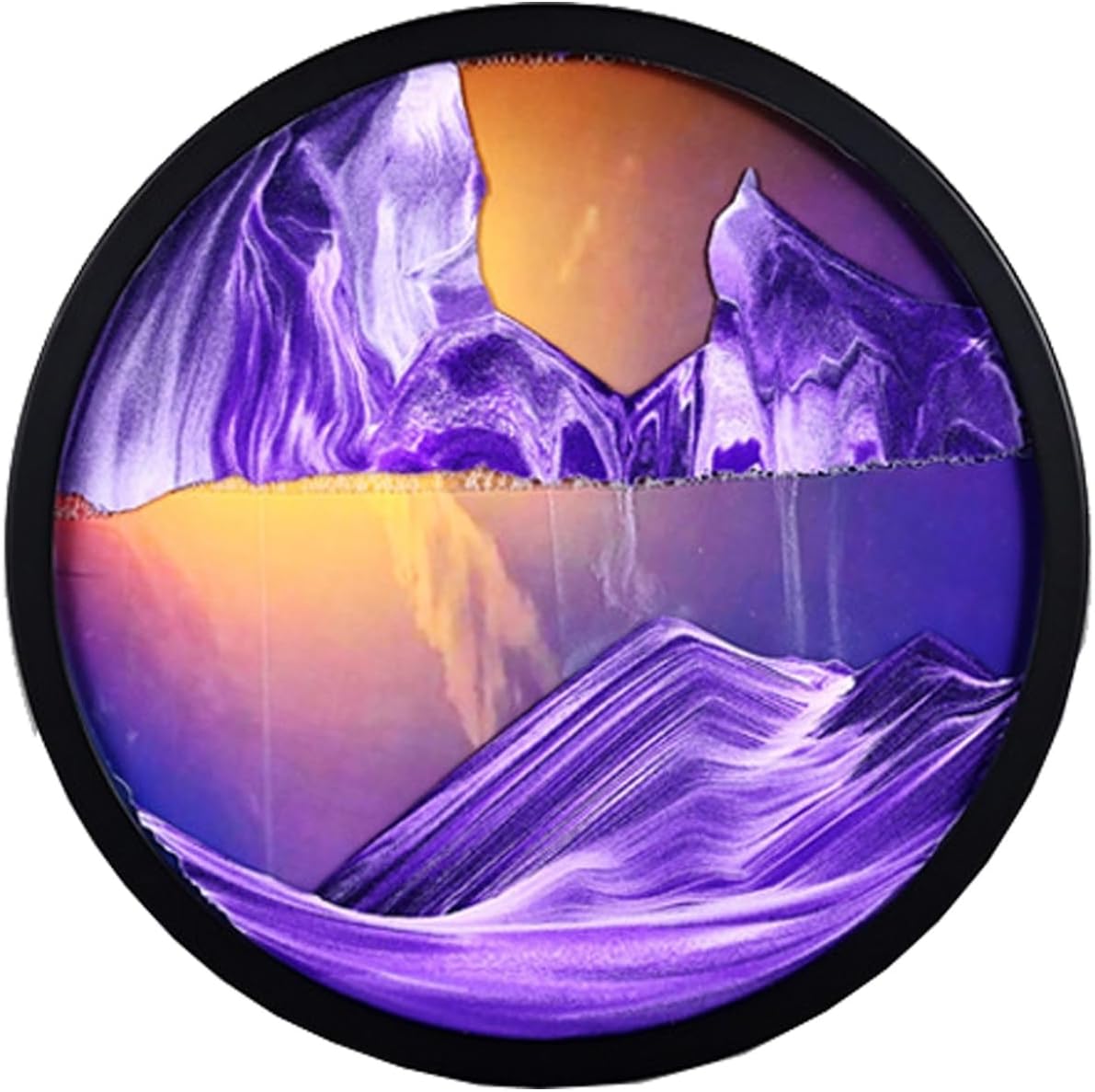 Moving Sand Art Picture Round Glass 3D Deep Sea Sandscape Room Decoration,Sand Art Wall Mounted Rotate Sculpture, Glass Crafts Solid Wood Frame, Relaxing Mood Home Office Work Decor ( Color : O , Size