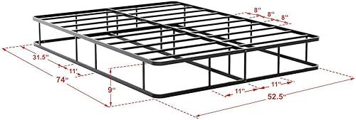 Miniatura 3 de East West Furniture DHFBBLK Dothan - Marco de cama matrimonial con magnífico diseño cabecero y estribo - Moderno marco de metal en recubrimiento en