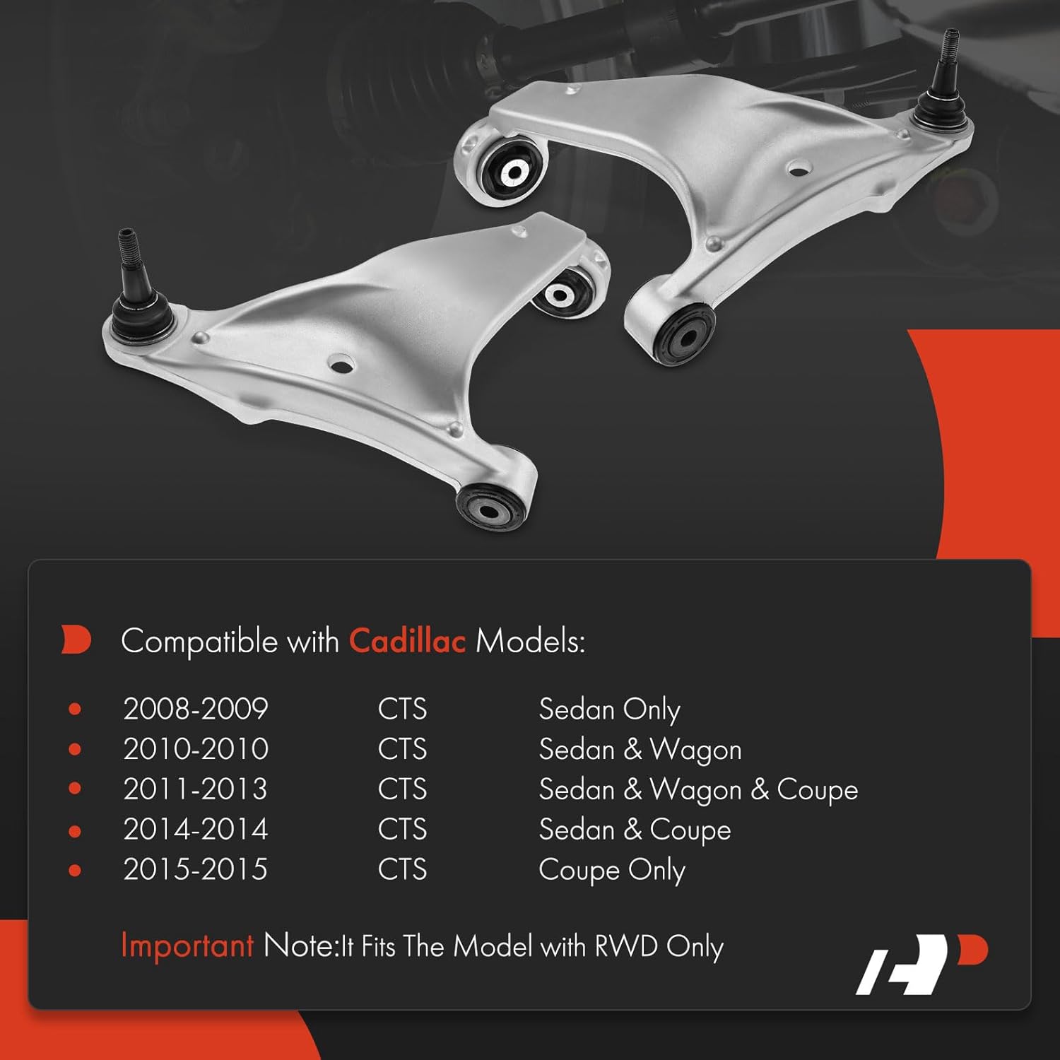 A-Premium 2 x Front Lower Control Arm, with Ball Joint & Bushing, Compatible with Cadillac CTS 2008-2015, RWD